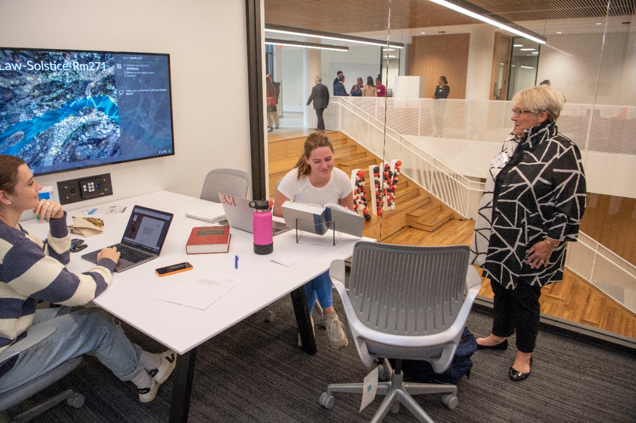 Verna L. Williams Dean University of Cincinnati College of Law, University of Cincinnati president Dr. Neville G. Pinto and donors enjoyed the Opening Ceremony and dinner at the new College of Law building Monday September 12, 2022. Photos by Joseph Fuqua II