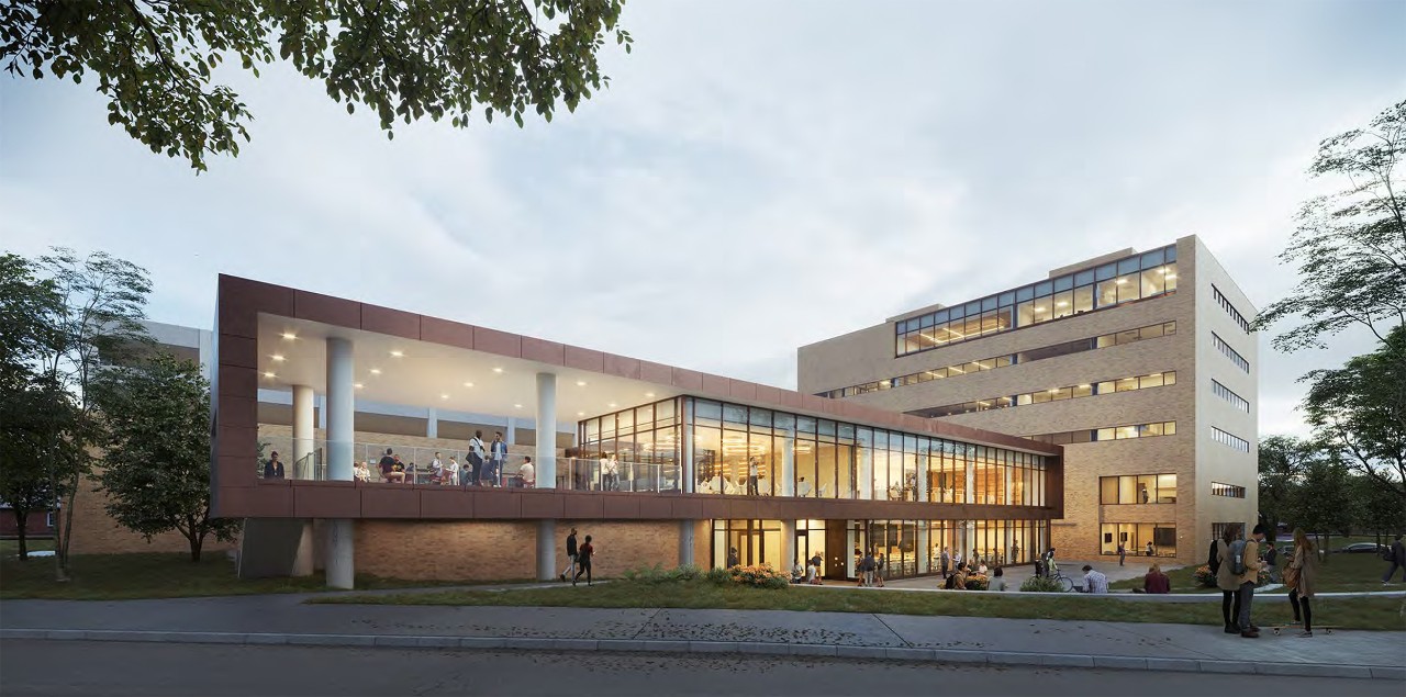 External view of new college of law building.