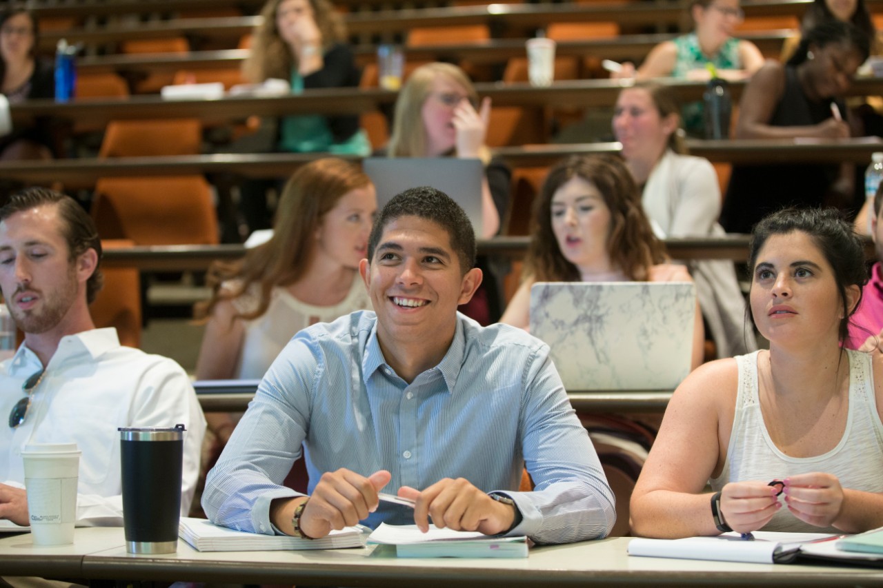 First day of classes for Collge of Law. Professor Ann Hubbard goes over how to learn law during orienation.