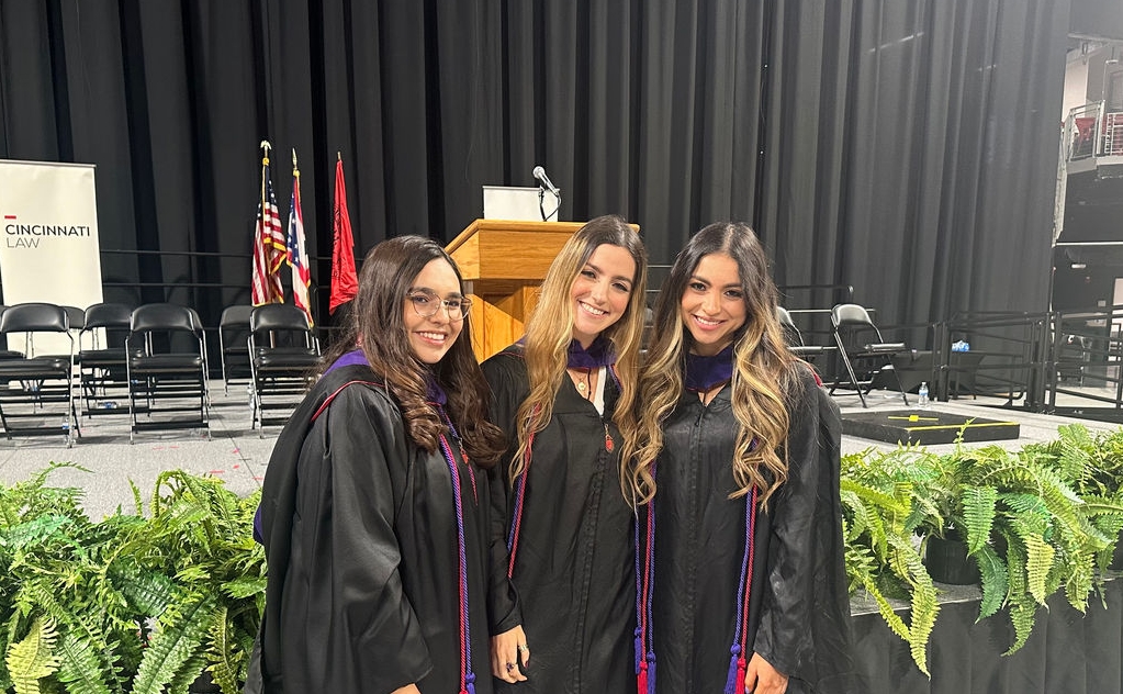 University of Cincinnati Law student Abby Hobbs stands outside the College of Law building