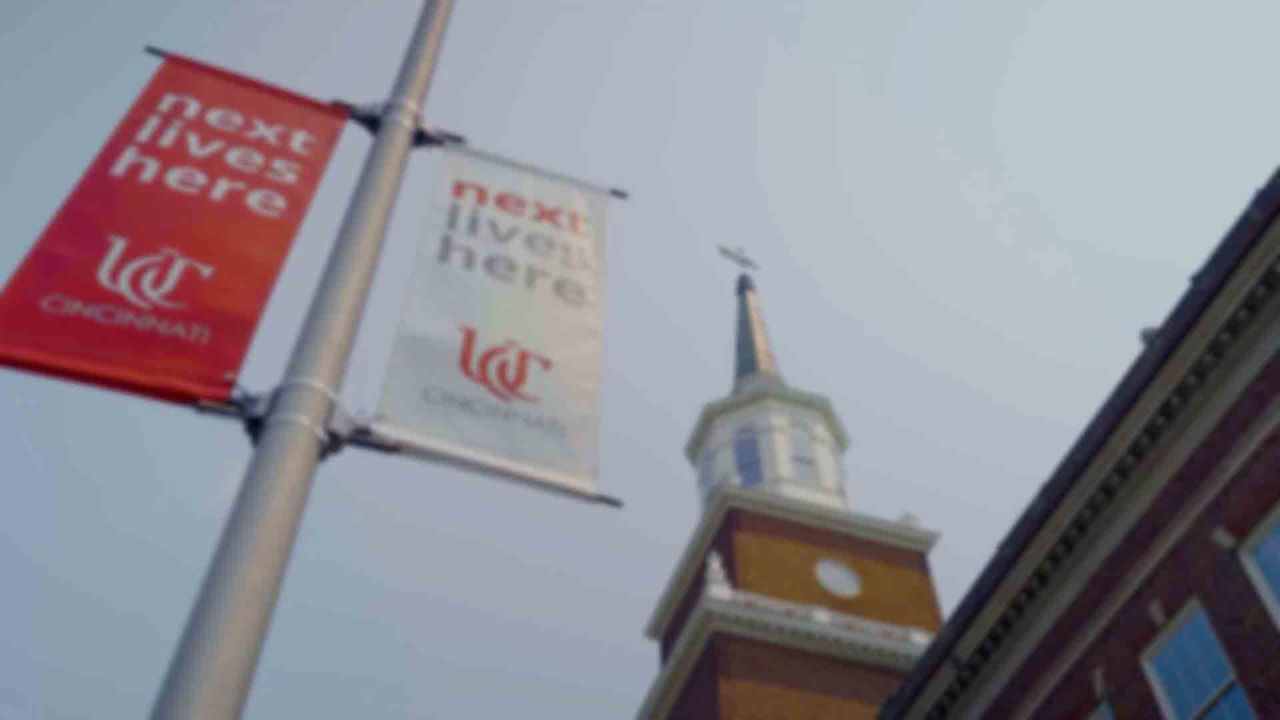 The steeple of the University of Cincinnati's Arts and Sciences building